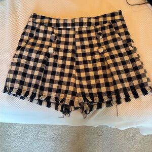 TCEC High Waist Checkered Shorts in Black and Cream